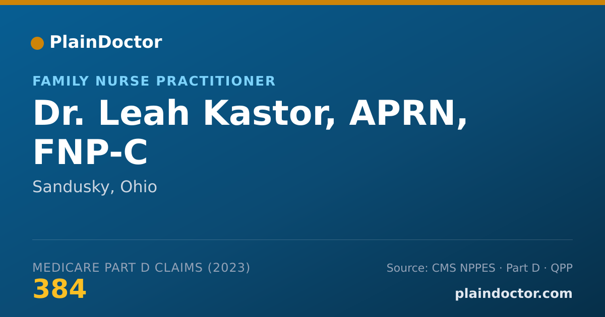 Shareable card for Leah Kastor, APRN, FNP-C - Family Nurse Practitioner, Sandusky, OH