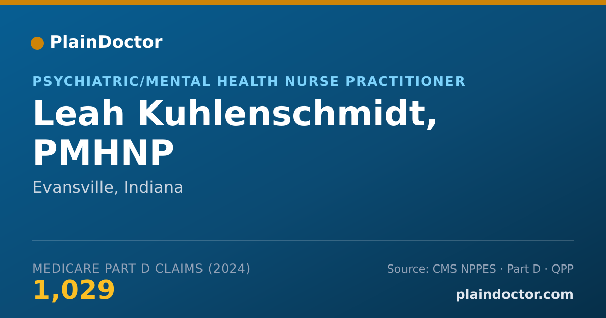 Shareable card for Leah Kuhlenschmidt, PMHNP - Psychiatric/Mental Health Nurse Practitioner, Evansville, IN