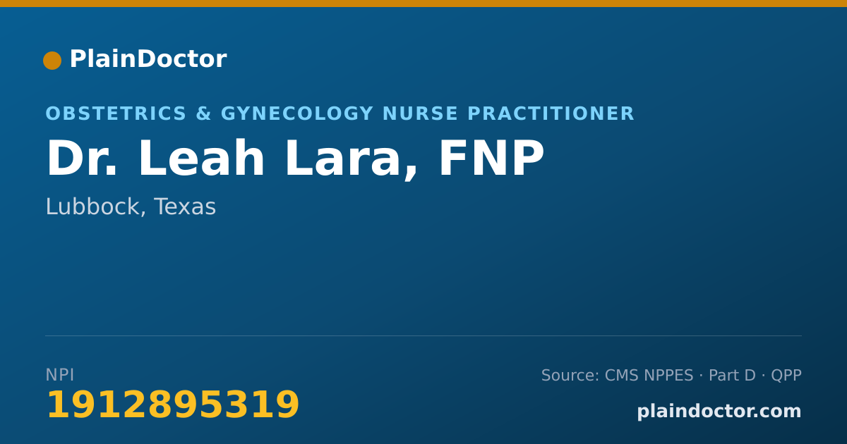 Shareable card for Leah Lara, FNP - Obstetrics & Gynecology Nurse Practitioner, Lubbock, TX