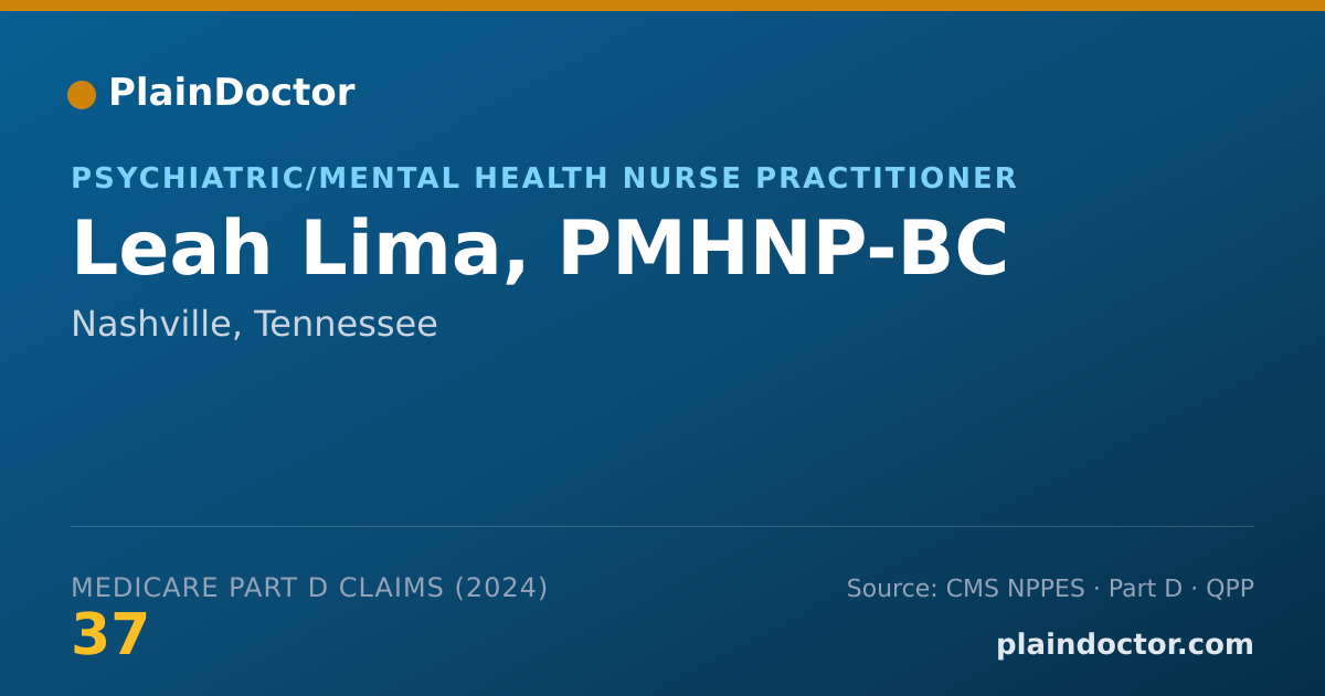 Shareable card for Leah Lima, PMHNP-BC - Psychiatric/Mental Health Nurse Practitioner, Nashville, TN