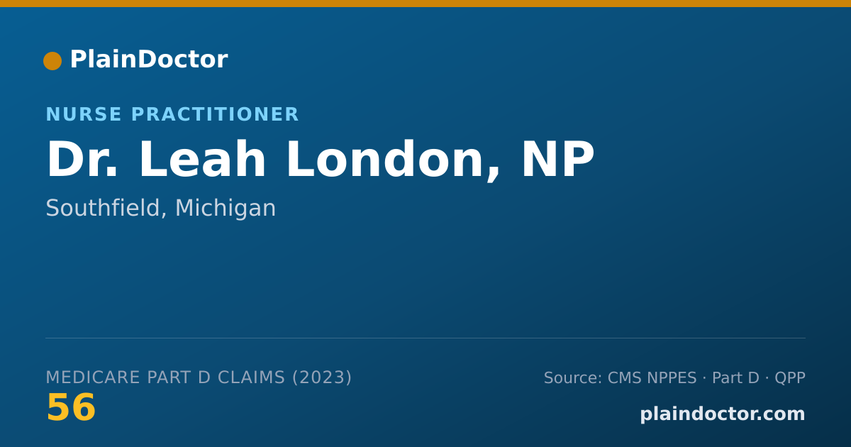 Shareable card for Leah London, NP - Nurse Practitioner, Southfield, MI