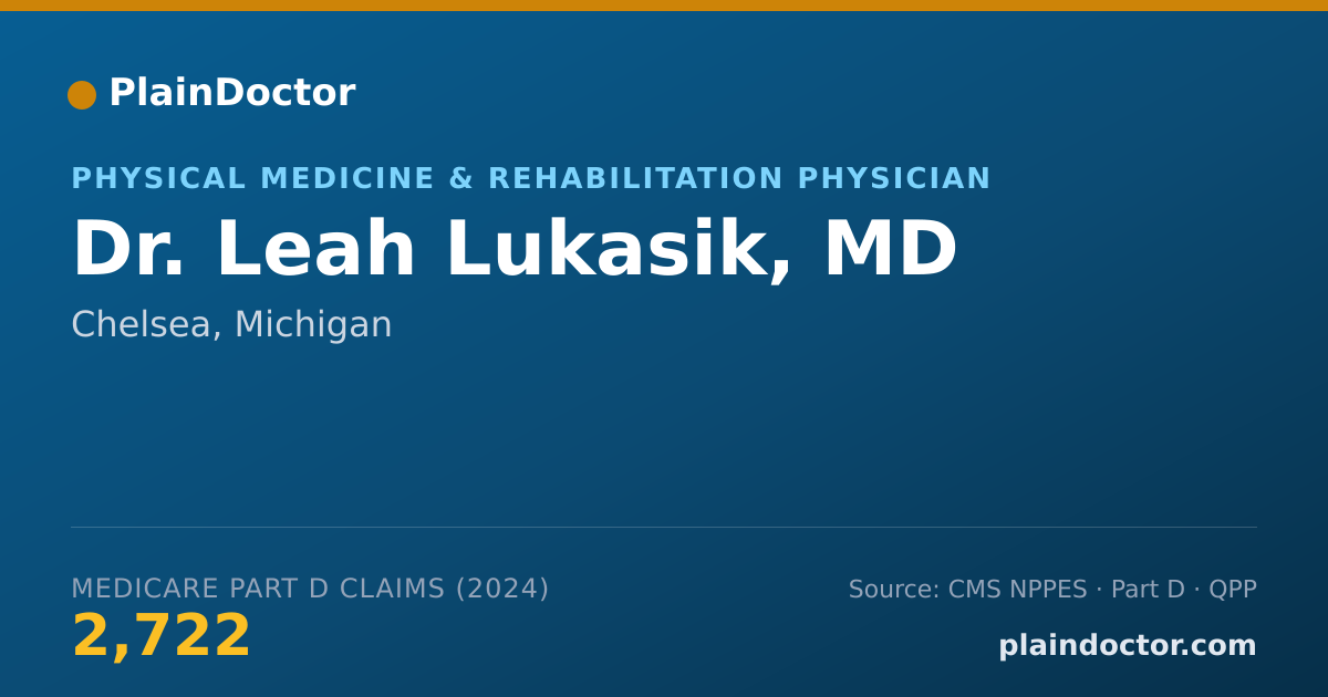 Shareable card for Leah Lukasik, MD - Physical Medicine & Rehabilitation Physician, Chelsea, MI