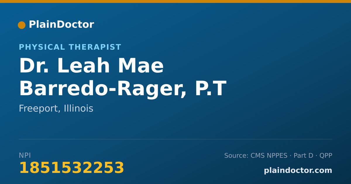 Shareable card for Leah Mae Barredo-Rager, P.T - Physical Therapist, Freeport, IL