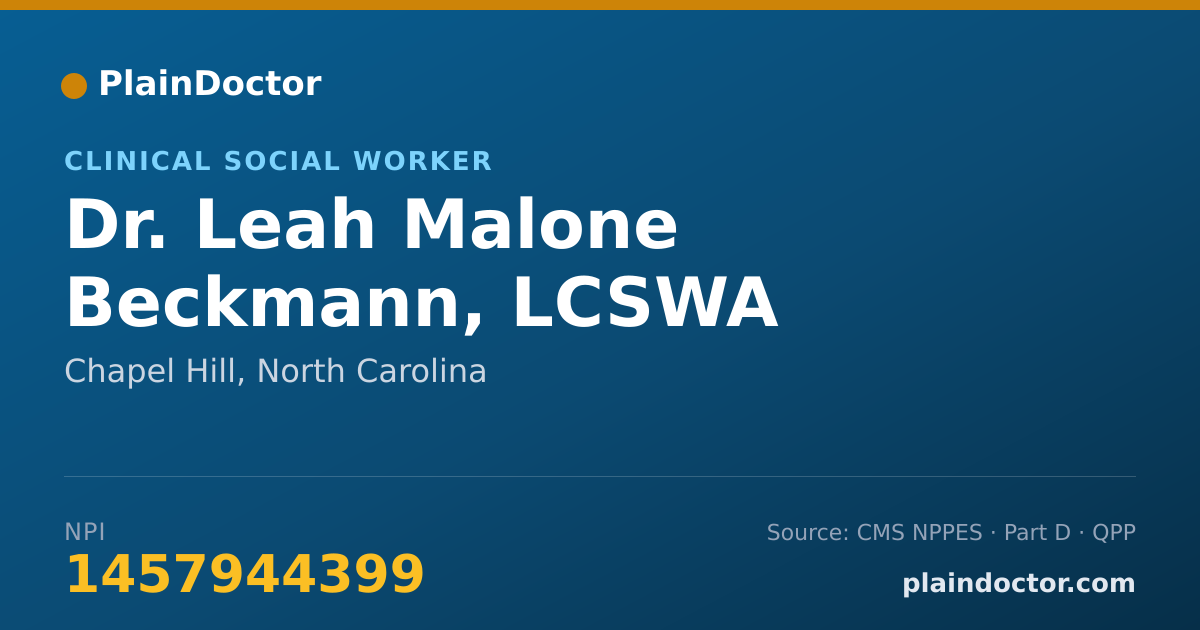 Shareable card for Leah Malone Beckmann, LCSWA - Clinical Social Worker, Chapel Hill, NC