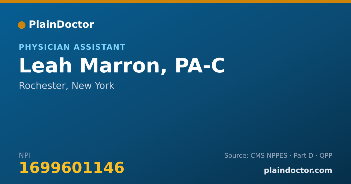 Shareable card for Leah Marron, PA-C - Physician Assistant, Rochester, NY