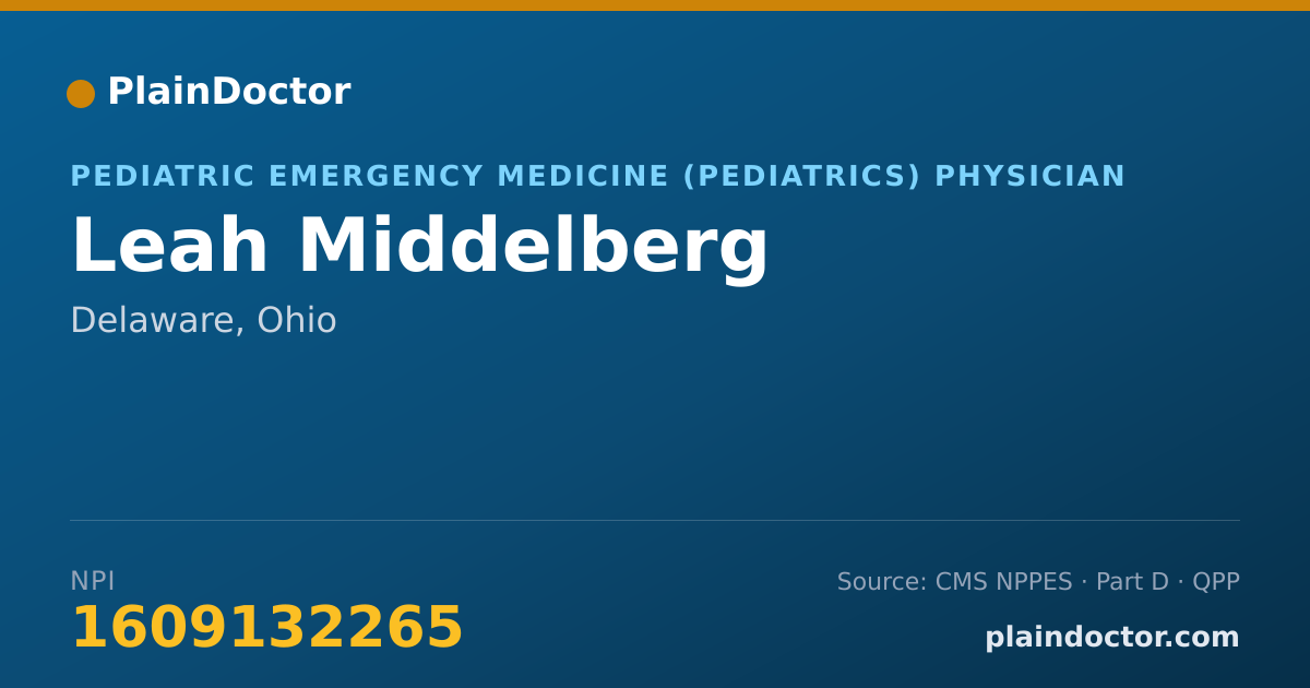 Shareable card for Leah Middelberg - Pediatric Emergency Medicine (Pediatrics) Physician, Delaware, OH