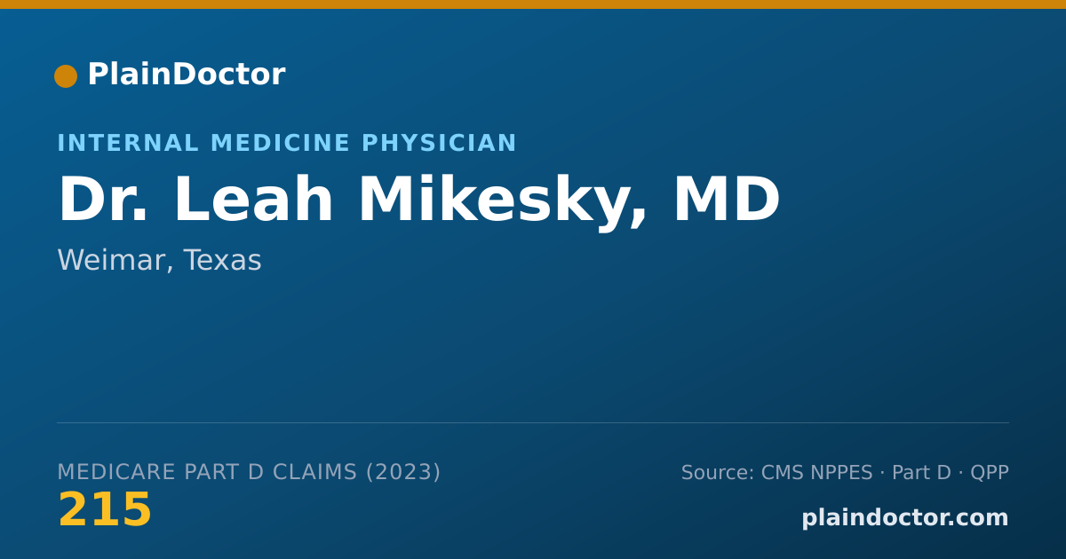 Shareable card for Leah Mikesky, MD - Internal Medicine Physician, Weimar, TX