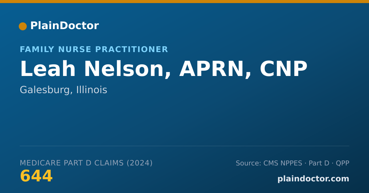 Shareable card for Leah Nelson, APRN, CNP - Family Nurse Practitioner, Galesburg, IL
