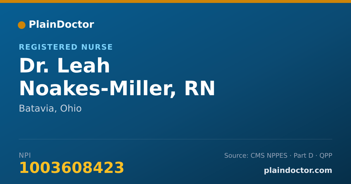 Shareable card for Leah Noakes-Miller, RN - Registered Nurse, Batavia, OH
