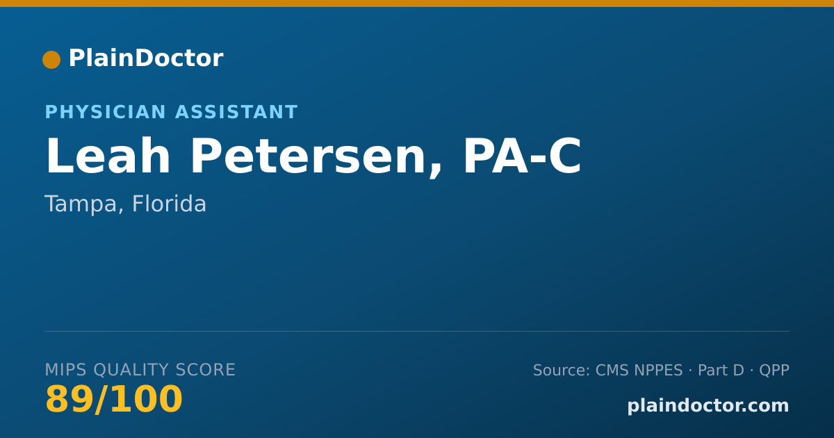 Shareable card for Leah Petersen, PA-C - Physician Assistant, Tampa, FL