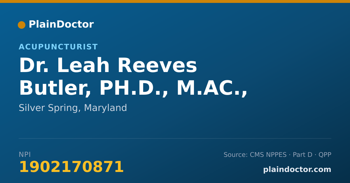 Shareable card for Leah Reeves Butler, PH.D., M.AC., L.AC. - Acupuncturist, Silver Spring, MD