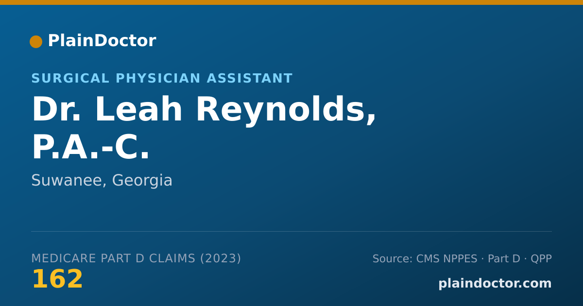 Shareable card for Leah Reynolds, P.A.-C. - Surgical Physician Assistant, Suwanee, GA