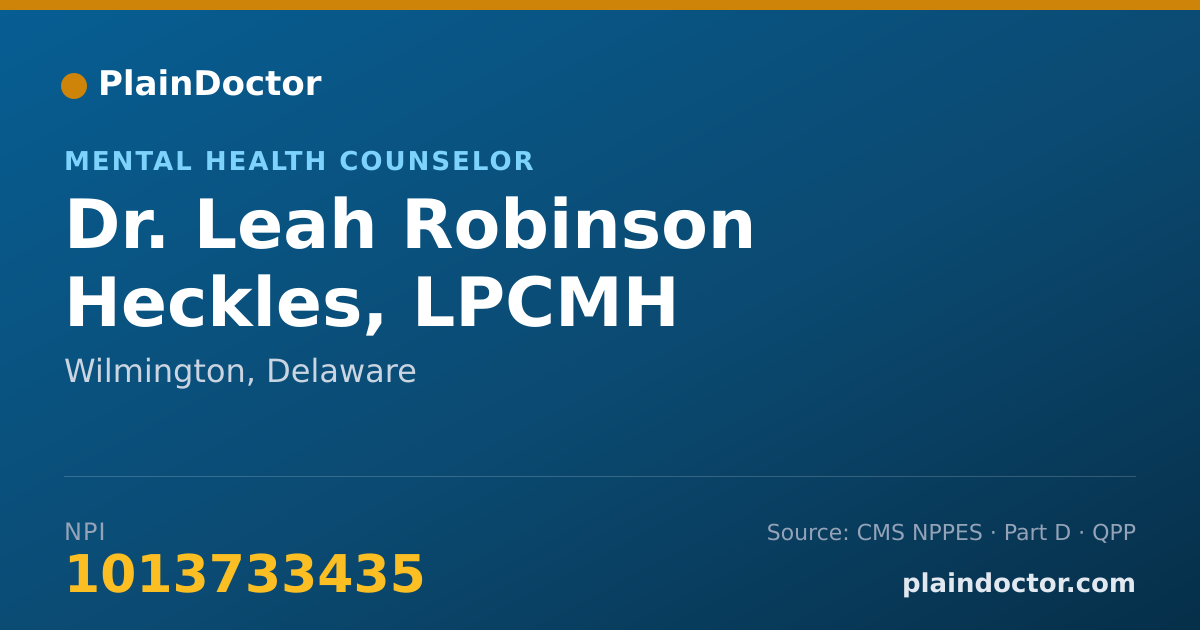 Shareable card for Leah Robinson Heckles, LPCMH - Mental Health Counselor, Wilmington, DE