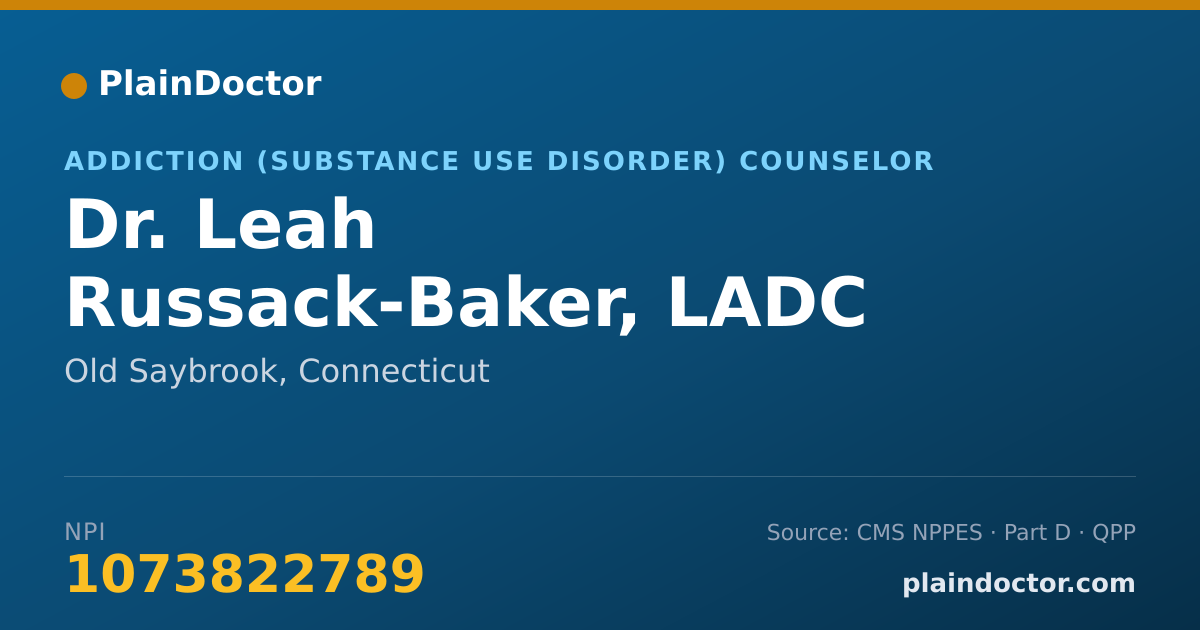 Shareable card for Leah Russack-Baker, LADC - Addiction (Substance Use Disorder) Counselor, Old Saybrook, CT