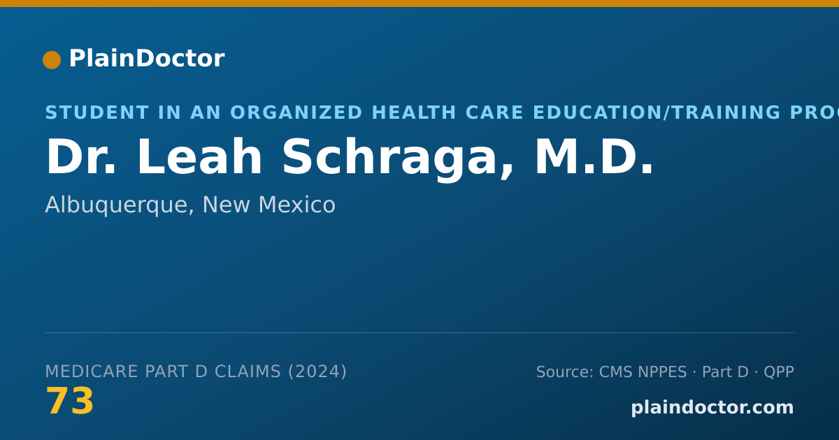 Shareable card for Leah Schraga, M.D. - Student in an Organized Health Care Education/Training Program, Albuquerque, NM
