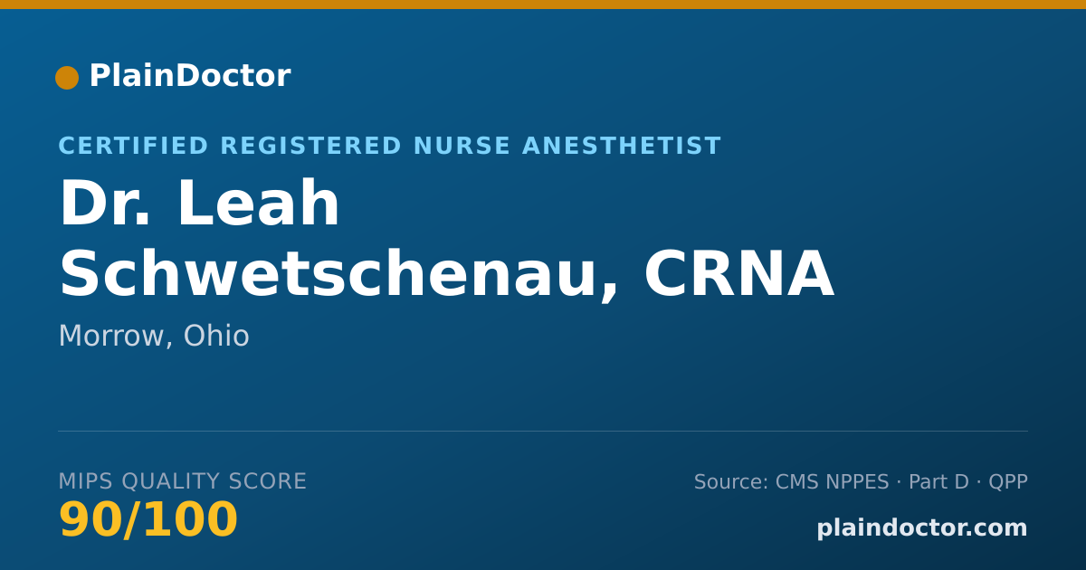 Shareable card for Leah Schwetschenau, CRNA - Certified Registered Nurse Anesthetist, Morrow, OH