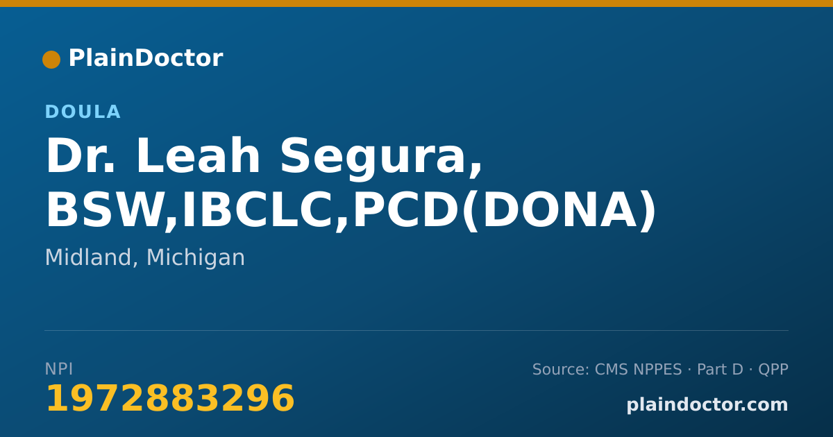 Shareable card for Leah Segura, BSW,IBCLC,PCD(DONA) - Doula, Midland, MI