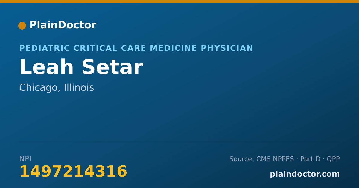 Shareable card for Leah Setar - Pediatric Critical Care Medicine Physician, Chicago, IL