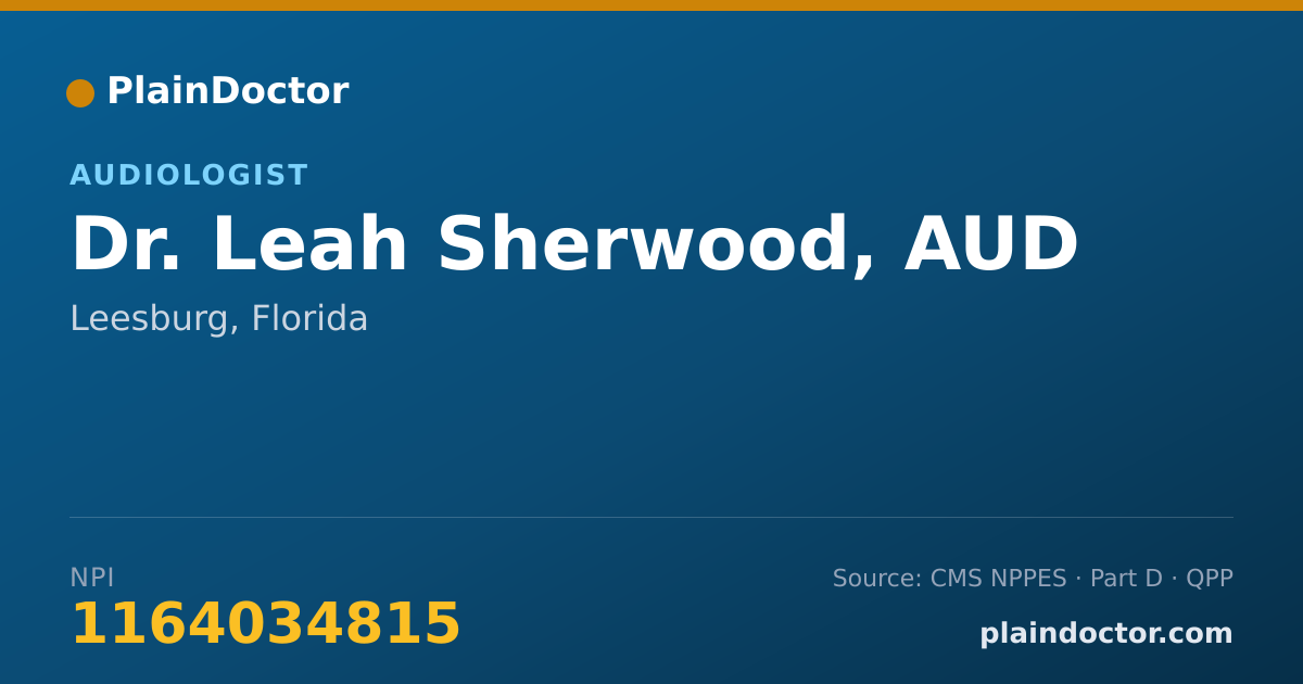 Shareable card for Leah Sherwood, AUD - Audiologist, Leesburg, FL