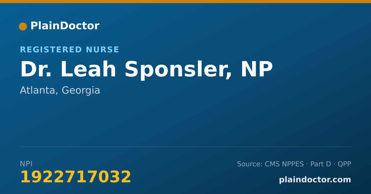 Shareable card for Leah Sponsler, NP - Registered Nurse, Atlanta, GA