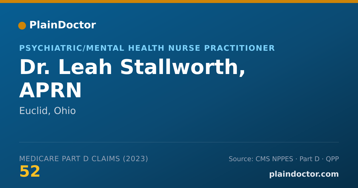 Shareable card for Leah Stallworth, APRN - Psychiatric/Mental Health Nurse Practitioner, Euclid, OH