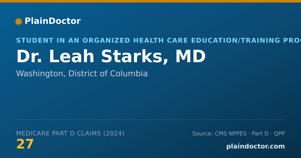 Shareable card for Leah Starks, MD - Surgery Physician, Washington, DC