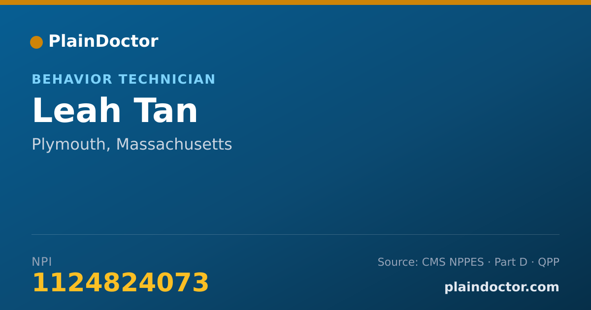 Shareable card for Leah Tan - Behavior Technician, Plymouth, MA