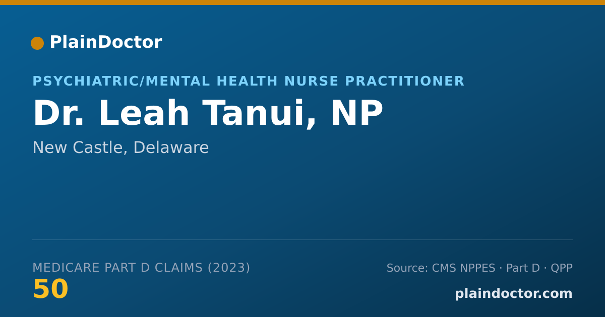 Shareable card for Leah Tanui, NP - Psychiatric/Mental Health Nurse Practitioner, New Castle, DE