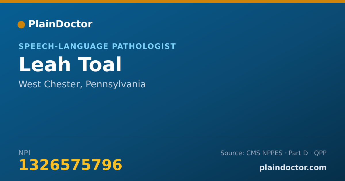 Shareable card for Leah Toal - Speech-Language Pathologist, West Chester, PA