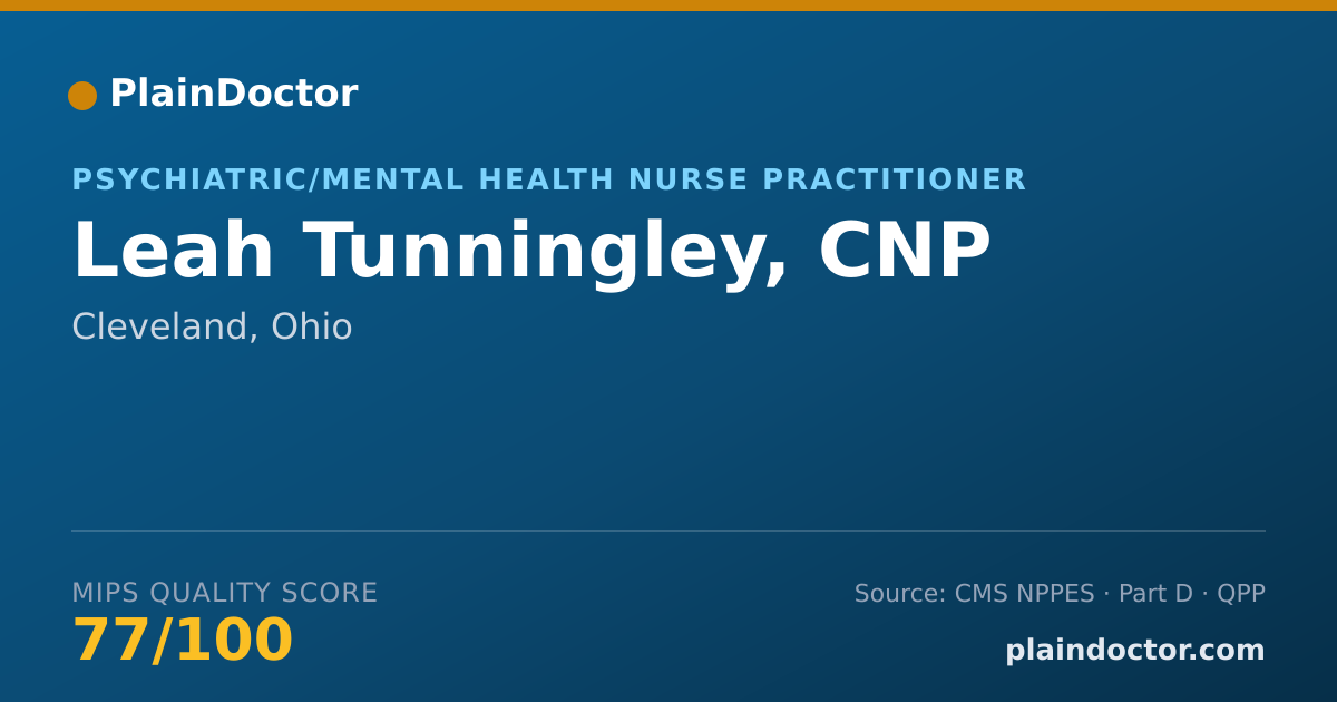 Shareable card for Leah Tunningley, CNP - Psychiatric/Mental Health Nurse Practitioner, Cleveland, OH