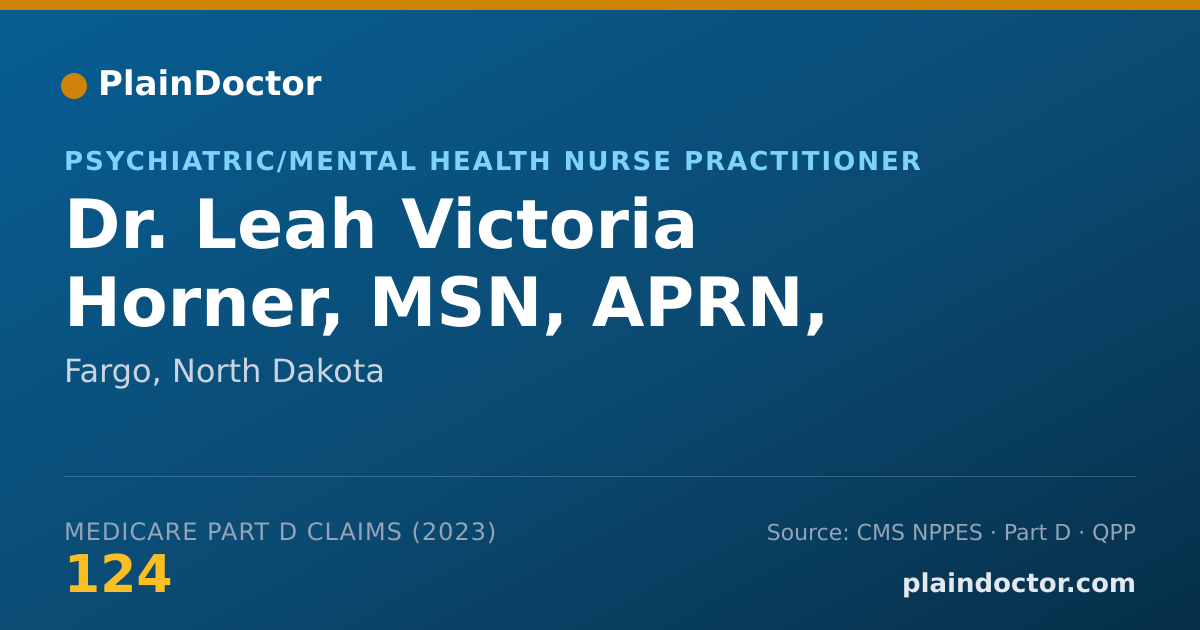 Shareable card for Leah Victoria Horner, MSN, APRN, PMHNP-BC - Psychiatric/Mental Health Nurse Practitioner, Fargo, ND
