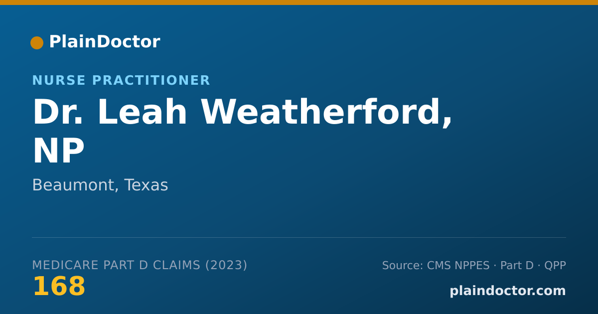 Shareable card for Leah Weatherford, NP - Nurse Practitioner, Beaumont, TX