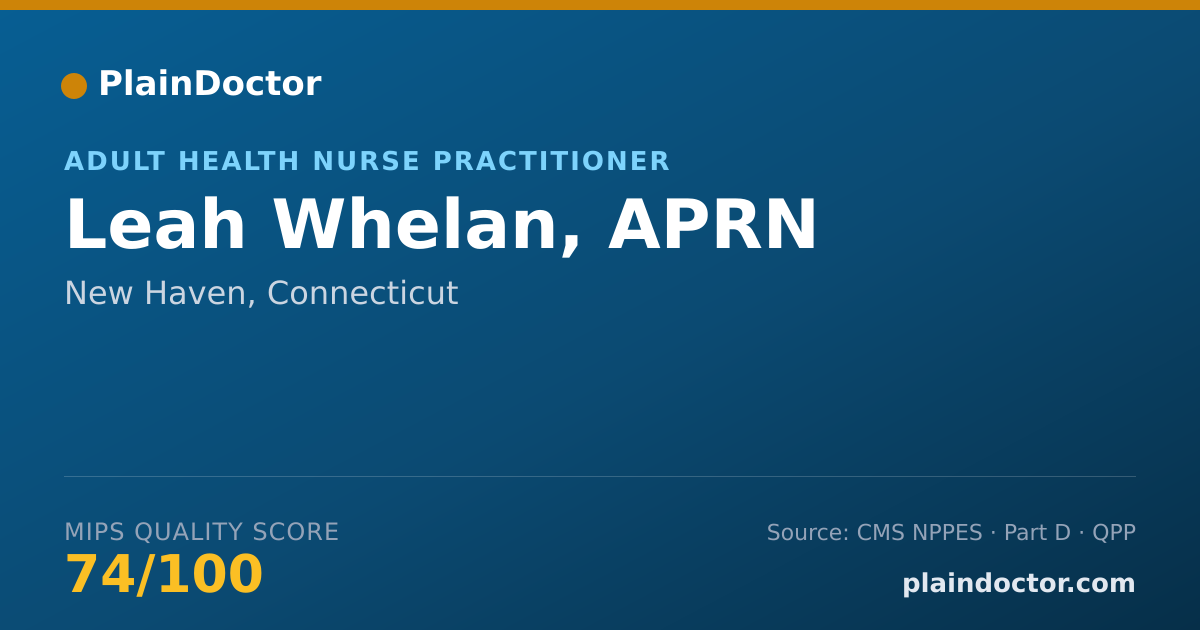 Shareable card for Leah Whelan, APRN - Adult Health Nurse Practitioner, New Haven, CT