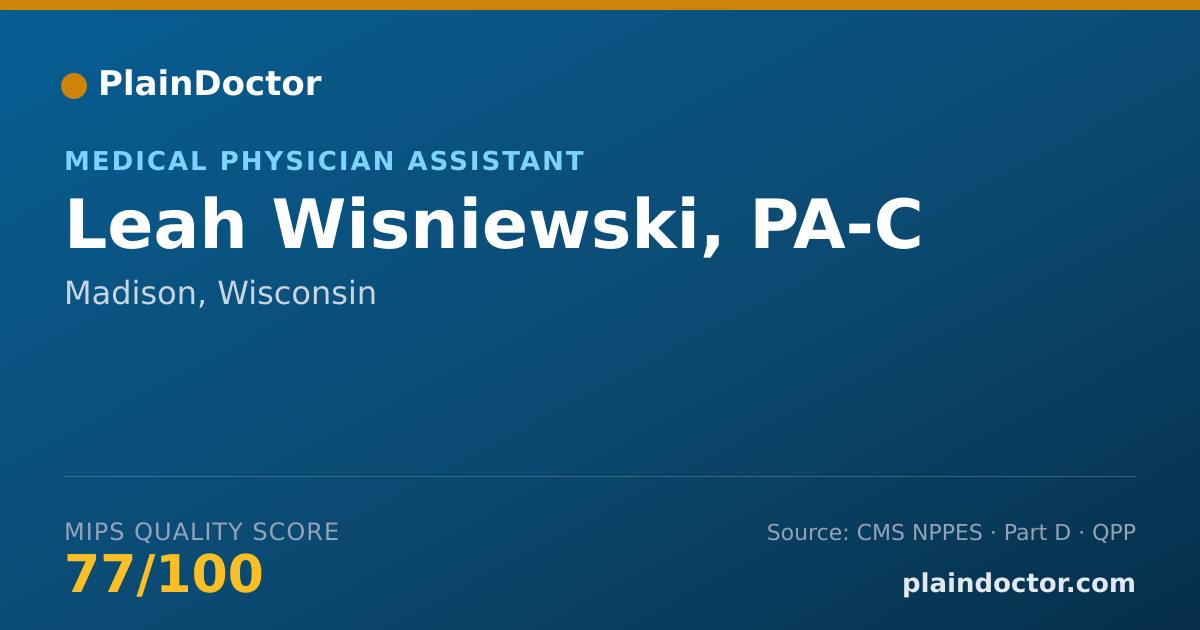 Shareable card for Leah Wisniewski, PA-C - Endocrinology, Diabetes & Metabolism Physician, Madison, WI