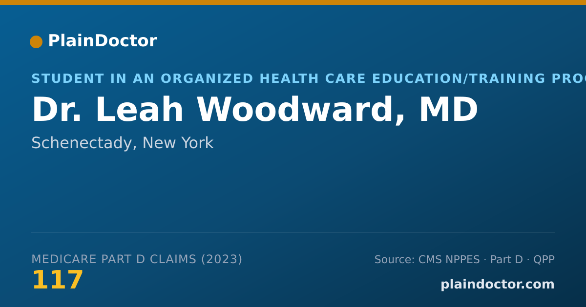 Shareable card for Leah Woodward, MD - Student in an Organized Health Care Education/Training Program, Schenectady, NY