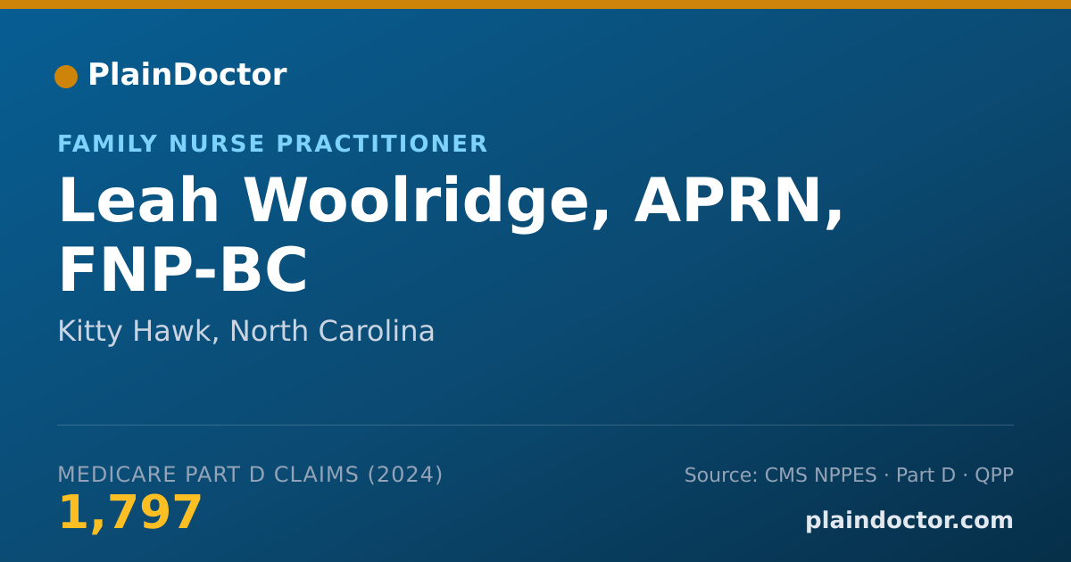 Shareable card for Leah Woolridge, APRN, FNP-BC - Family Nurse Practitioner, Kitty Hawk, NC