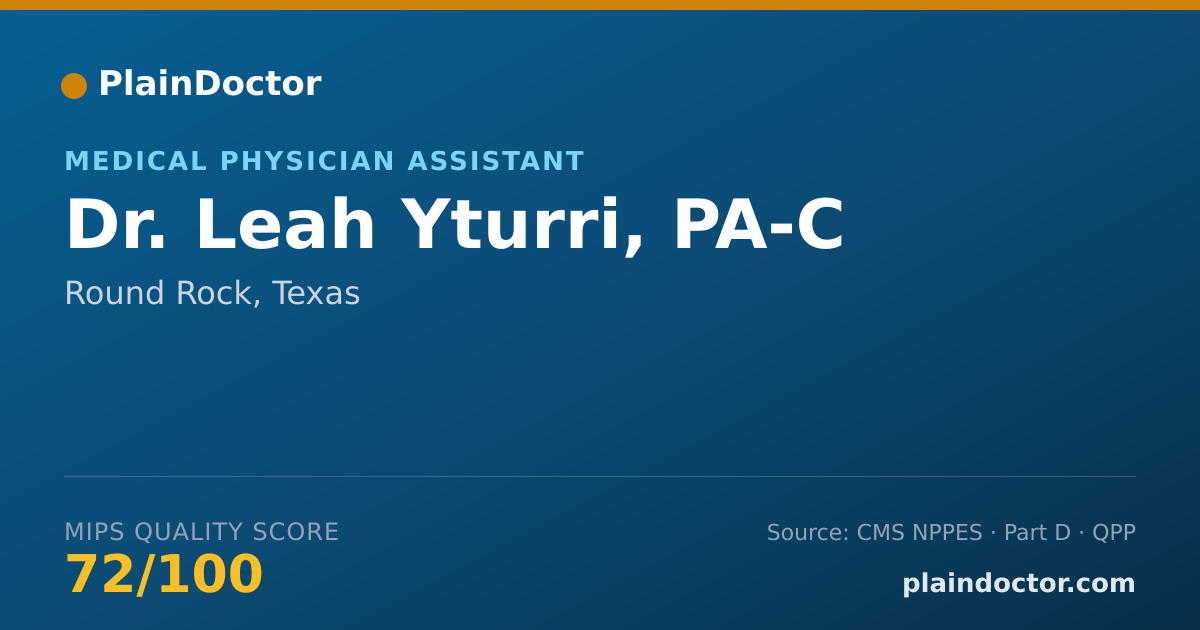 Shareable card for Leah Yturri, PA-C - Medical Physician Assistant, Round Rock, TX