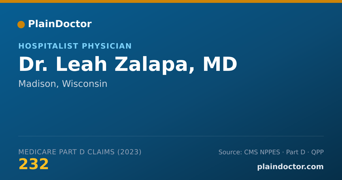 Shareable card for Leah Zalapa, MD - Hospitalist Physician, Madison, WI