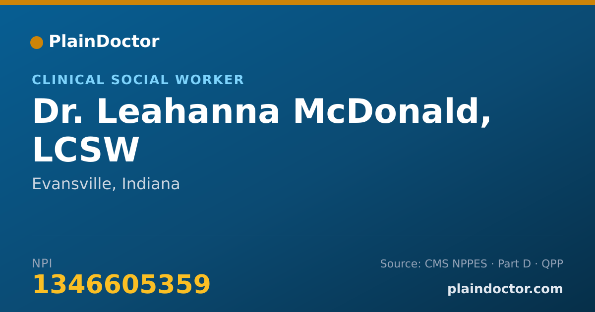 Shareable card for Leahanna McDonald, LCSW - Clinical Social Worker, Evansville, IN