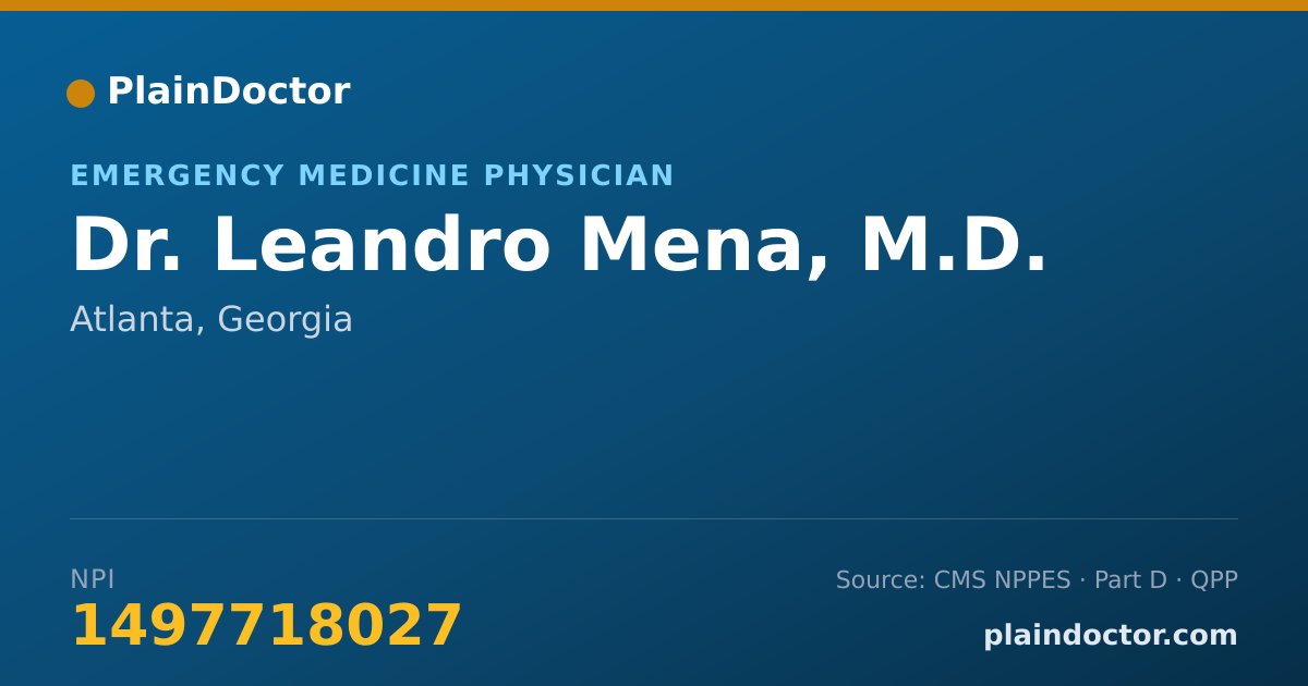 Shareable card for Leandro Mena, M.D. - Emergency Medicine Physician, Atlanta, GA