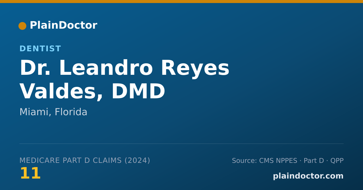 Shareable card for Leandro Reyes Valdes, DMD - Dentist, Miami, FL