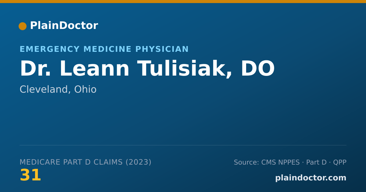 Shareable card for Leann Tulisiak, DO - Emergency Medicine Physician, Cleveland, OH