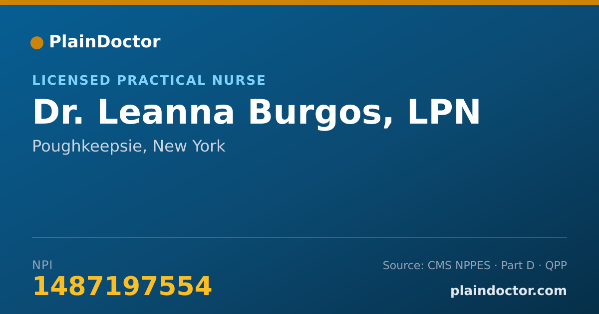 Shareable card for Leanna Burgos, LPN - Licensed Practical Nurse, Poughkeepsie, NY