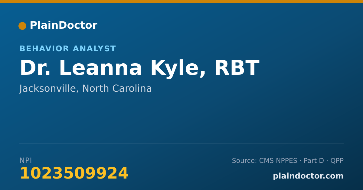 Shareable card for Leanna Kyle, RBT - Behavior Analyst, Jacksonville, NC