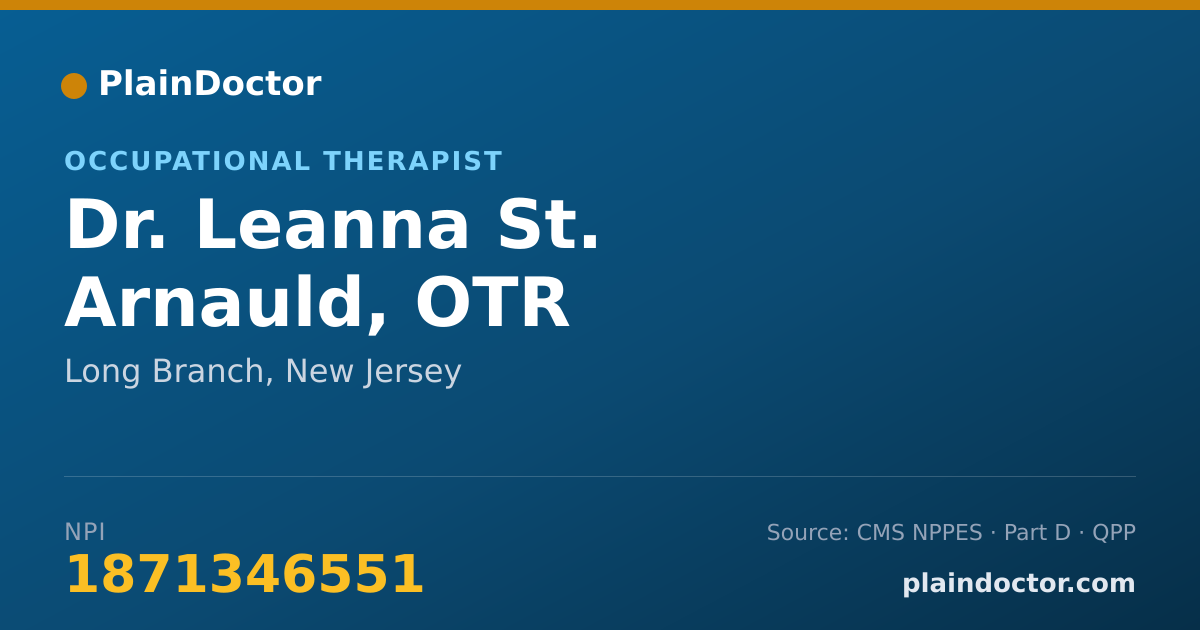 Shareable card for Leanna St. Arnauld, OTR - Occupational Therapist, Long Branch, NJ