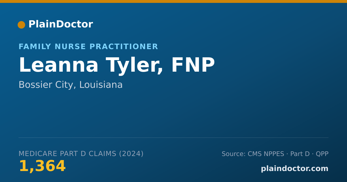 Shareable card for Leanna Tyler, FNP - Family Nurse Practitioner, Bossier City, LA