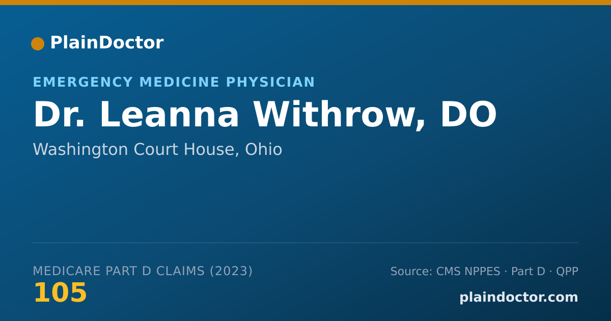 Shareable card for Leanna Withrow, DO - Emergency Medicine Physician, Washington Court House, OH