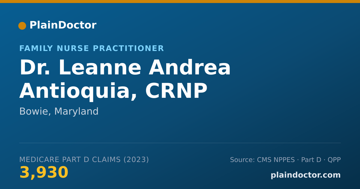 Shareable card for Leanne Andrea Antioquia, CRNP - Family Nurse Practitioner, Bowie, MD