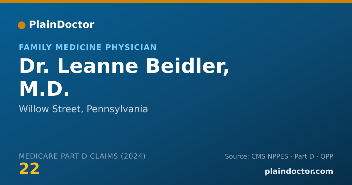 Shareable card for Leanne Beidler, M.D. - Family Medicine Physician, Willow Street, PA