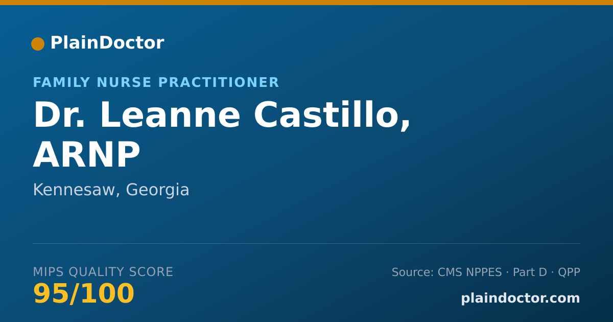 Shareable card for Leanne Castillo, ARNP - Family Nurse Practitioner, Kennesaw, GA